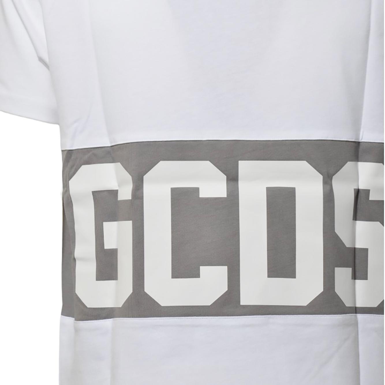 T-shirt Band Logo in cotone bianco GCDS
