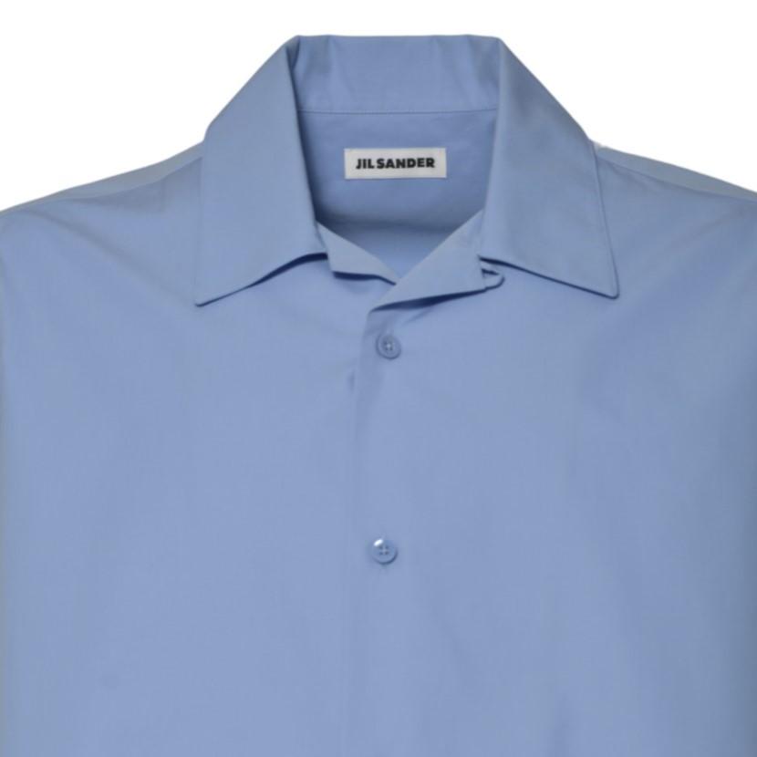 Camicia maniche corte in cotone azzurro Jil Sander