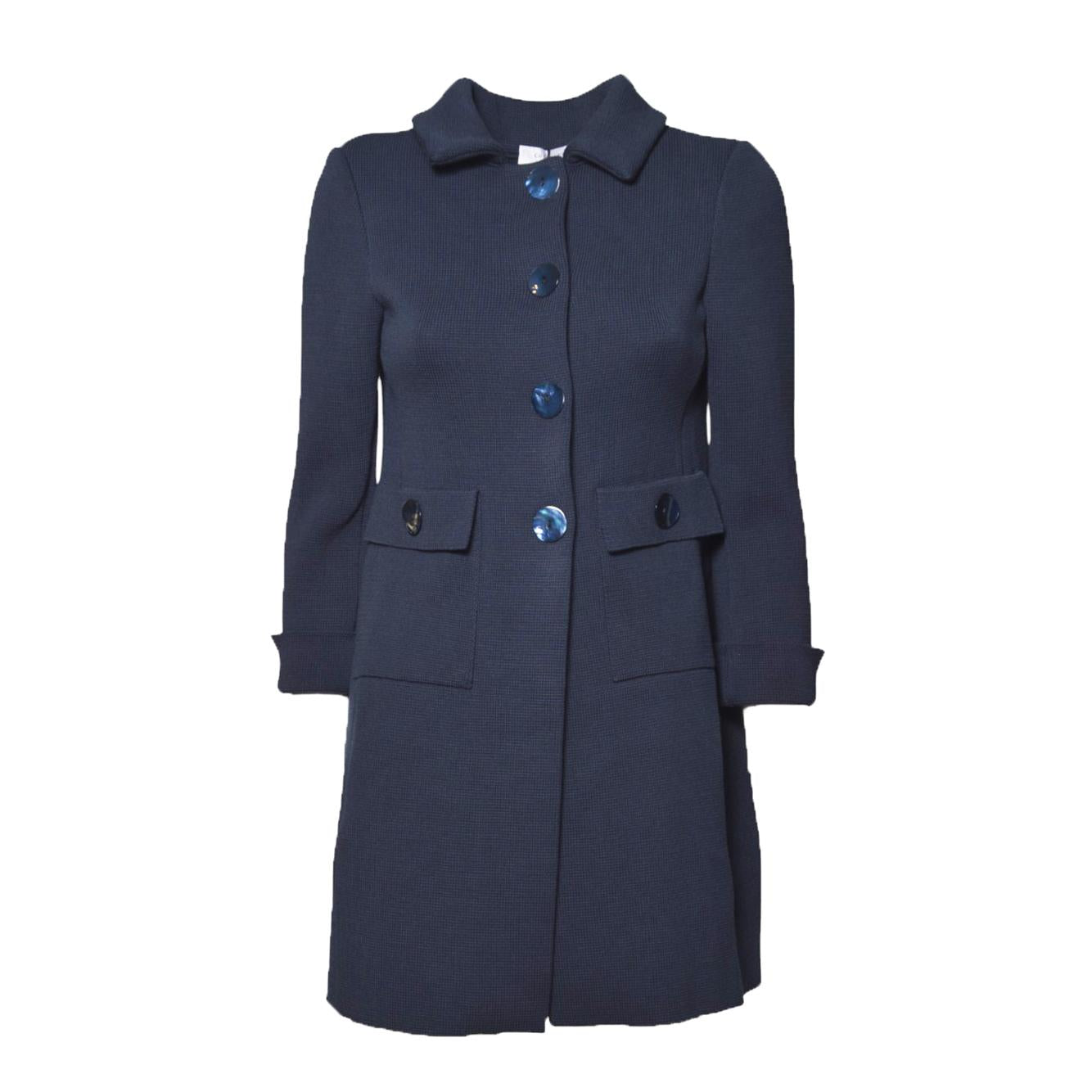 Cappotto corto monopetto in maglia di cotone blu Charlott