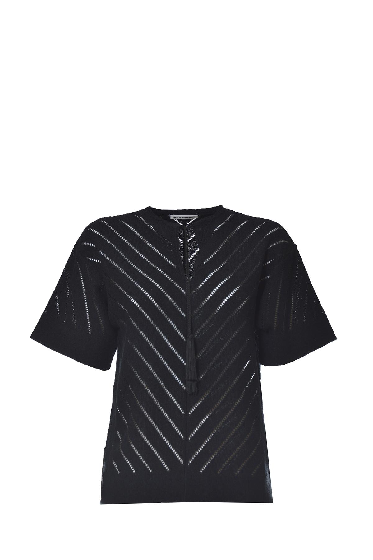 Top in cotone traforato nero Jil Sander