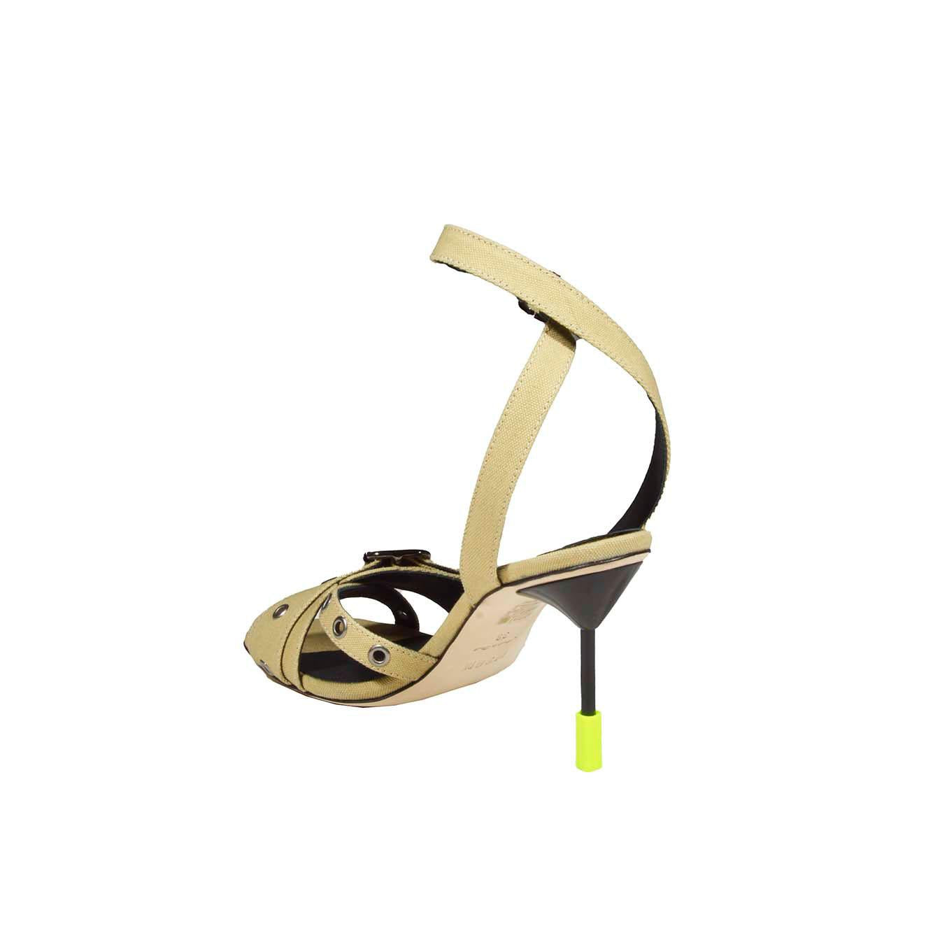 Sandali con tacco Iconic beige con fibbia MSGM