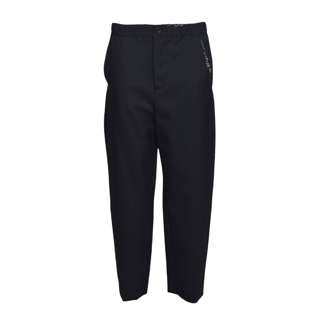 Pantalone dritto in fresco di lana blu scuro Marni