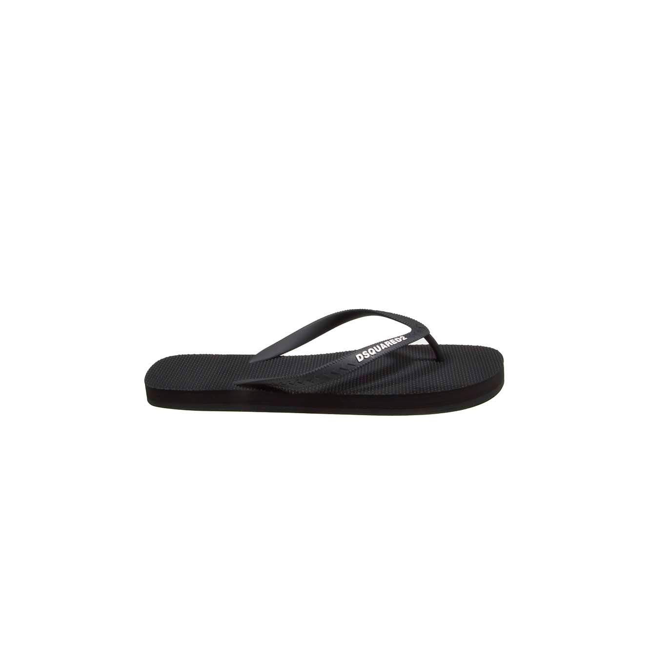 Infradito Logo in gomma nera Dsquared2