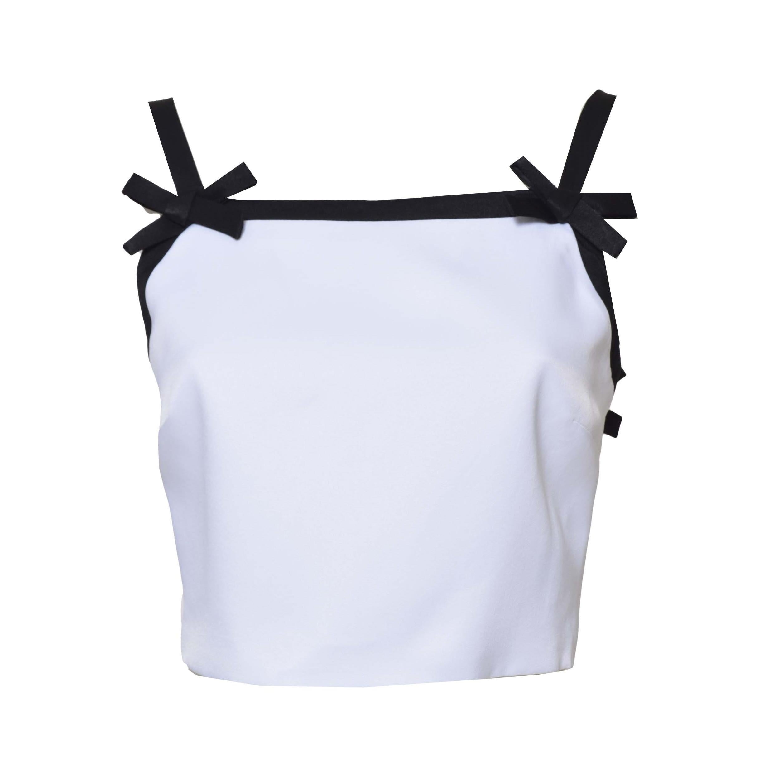 Top cropped in viscosa bianco con fiocchi MSGM