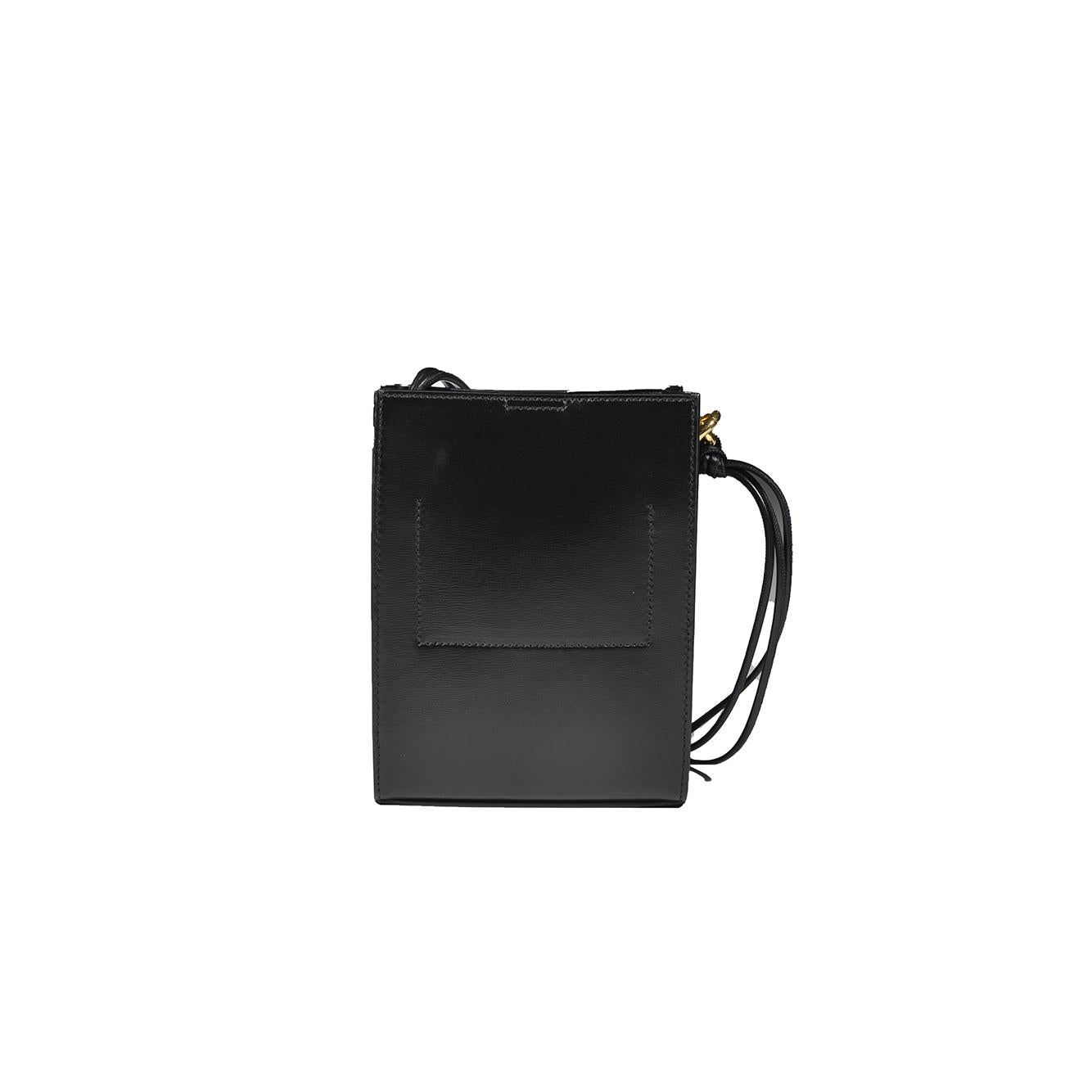 Borsa a tracolla Tangle Rings piccola in pelle nera Jil Sander