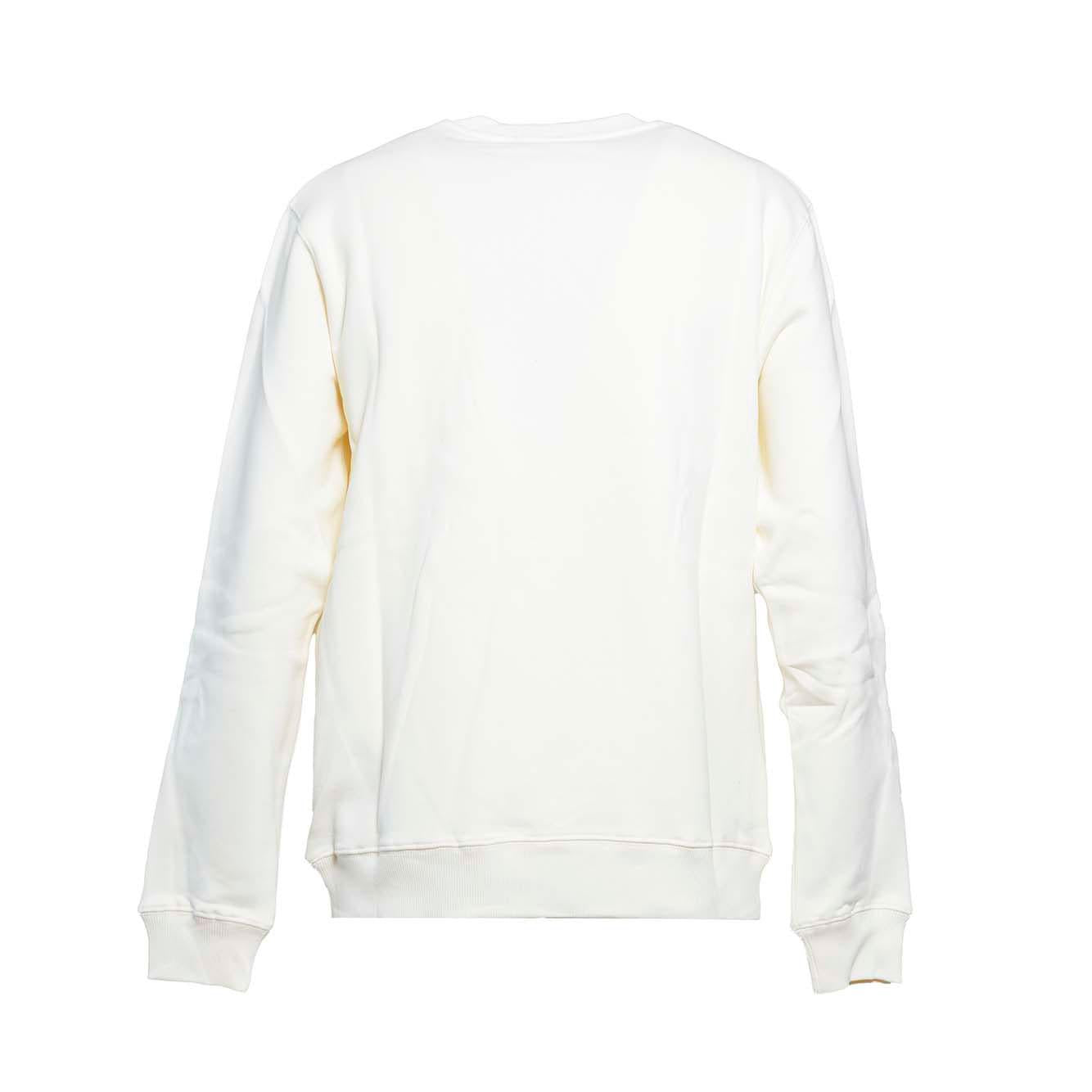 Felpa girocollo in cotone panna stampa logo pennello nero MSGM