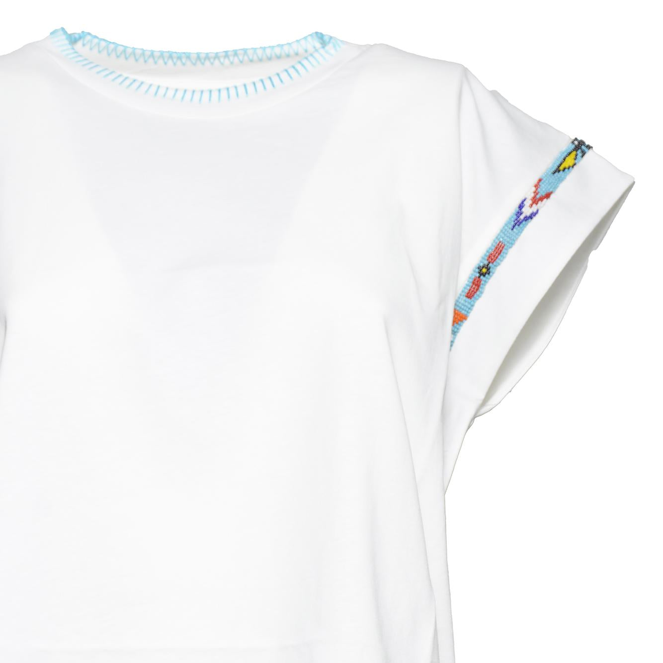 t-shirt boxy con passamaneria perline