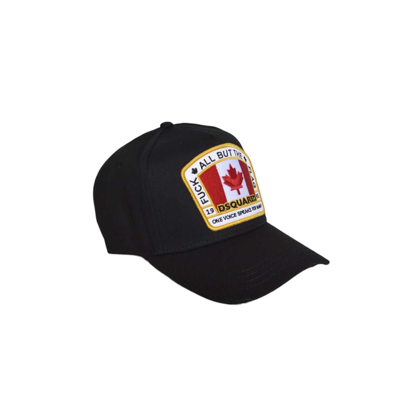 Cappello D2 Patch Baseball in cotone nero ricamo multicolore Dsquared2