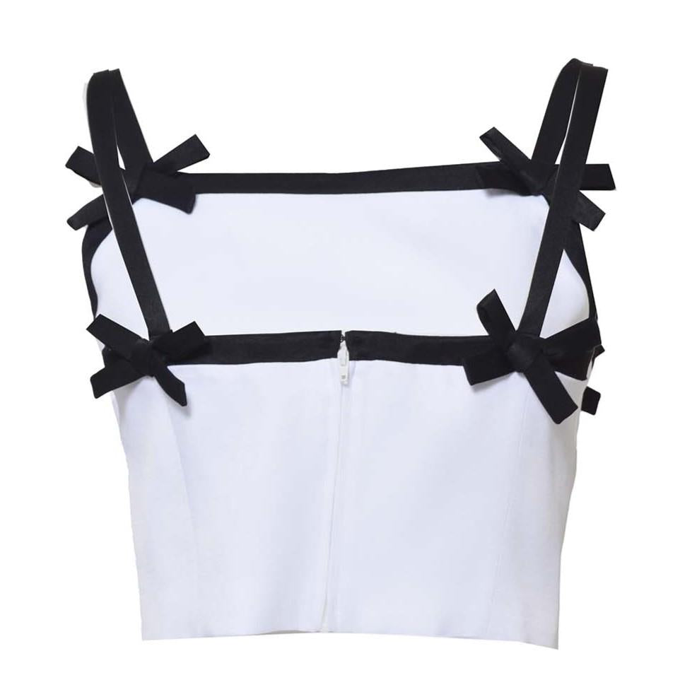 Top cropped in viscosa bianco con fiocchi MSGM