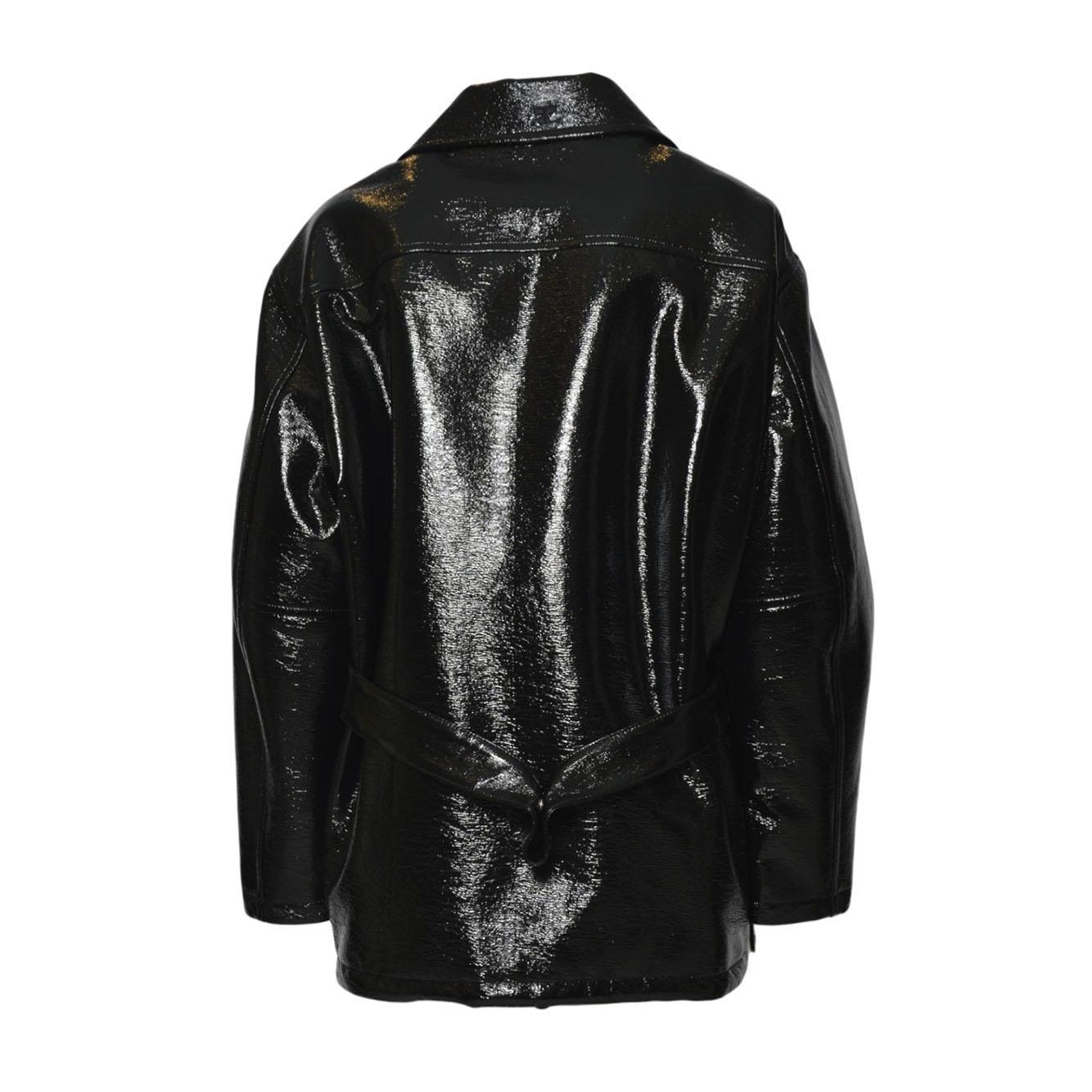 bomber jacket zipped vinyl maxi