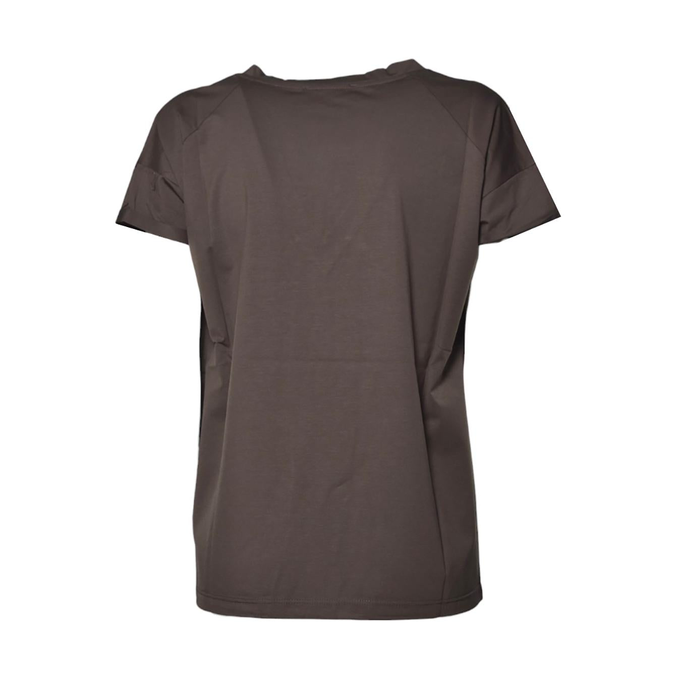 T-shirt scollo a V in cotone marrone Solotre
