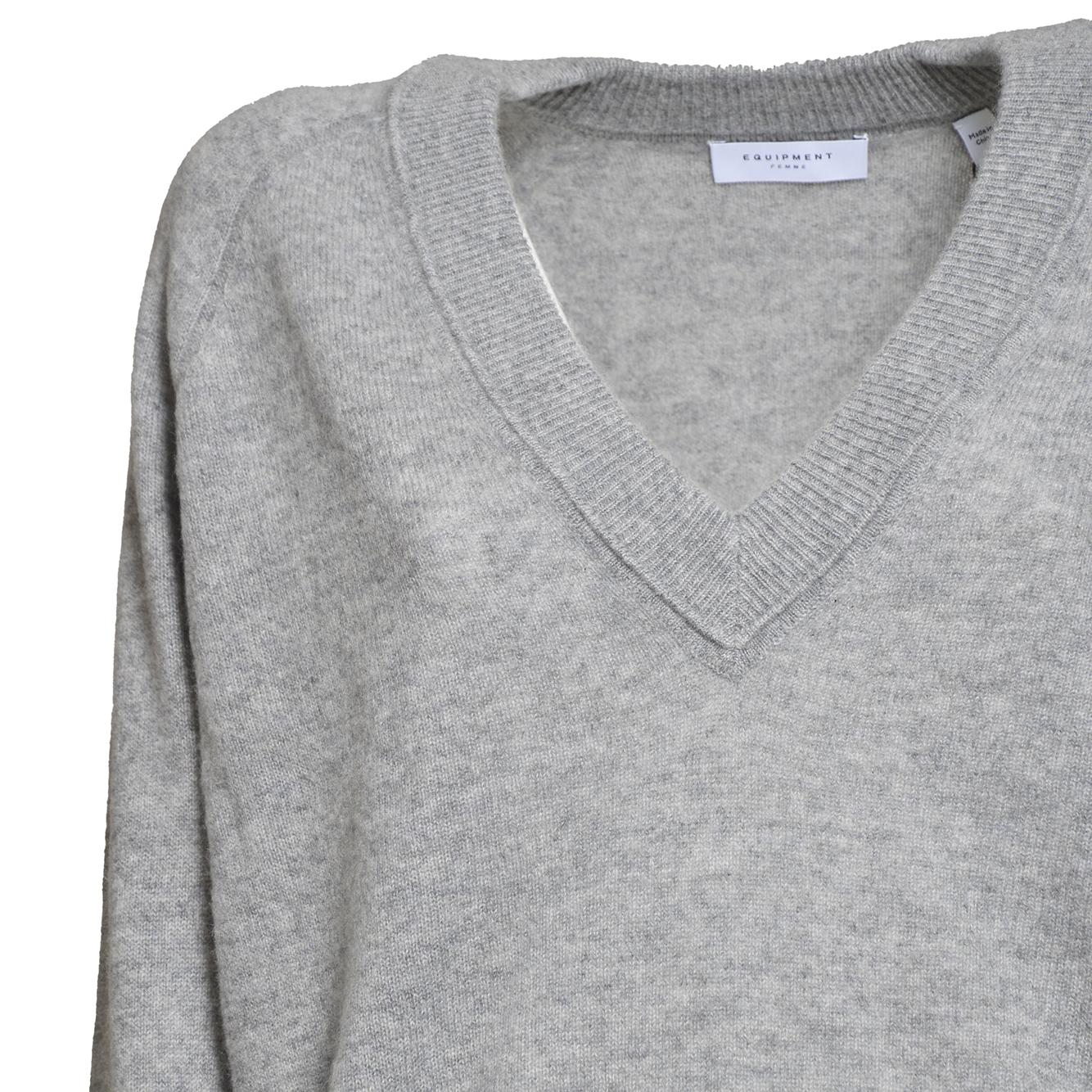 Pullover Madalene scollo a V in cashmere grigio Equipment