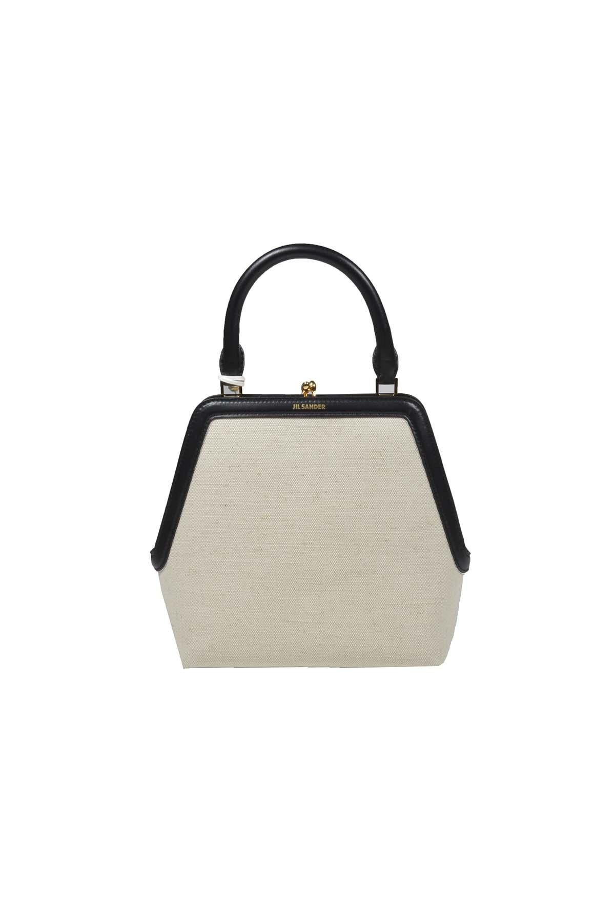 Borsa a mano Goji Square in tela beige Jil Sander