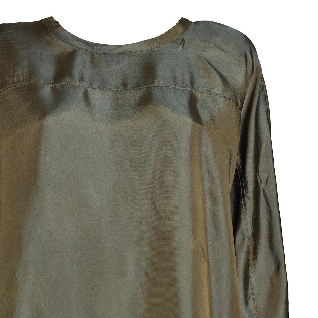 Blusa in saglia di viscosa verde militare Aspesi