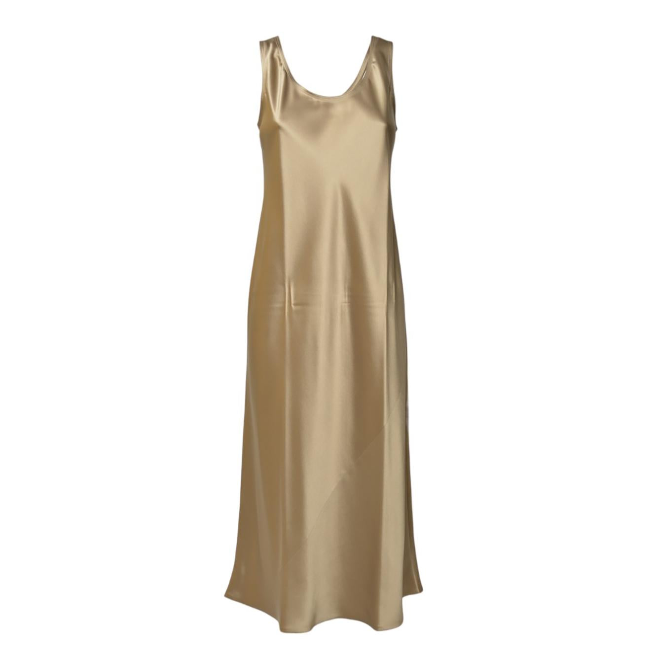 Abito Banjo in raso di seta beige scuro Max Mara