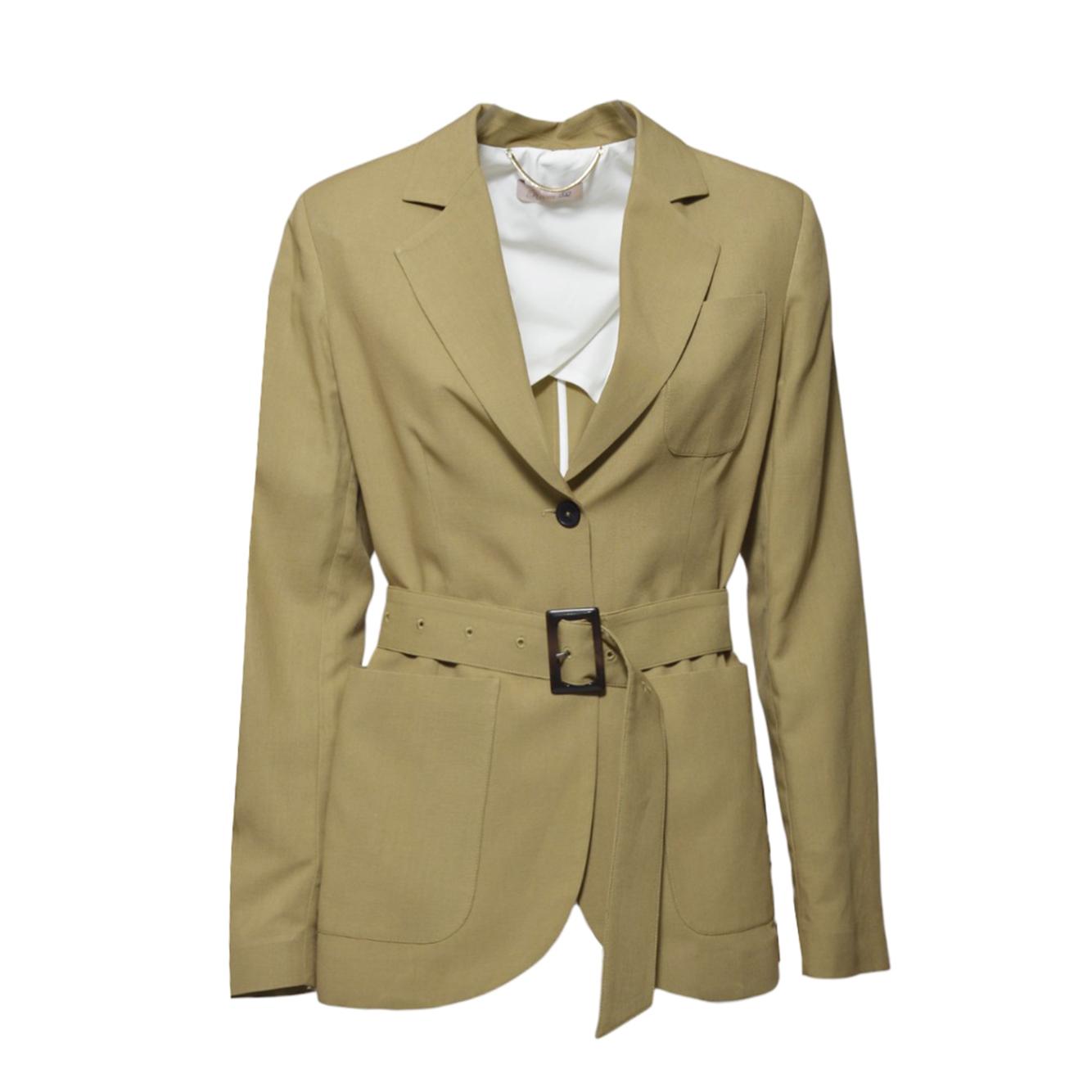 Blazer Amal monopetto in viscosa e lino senape Room52