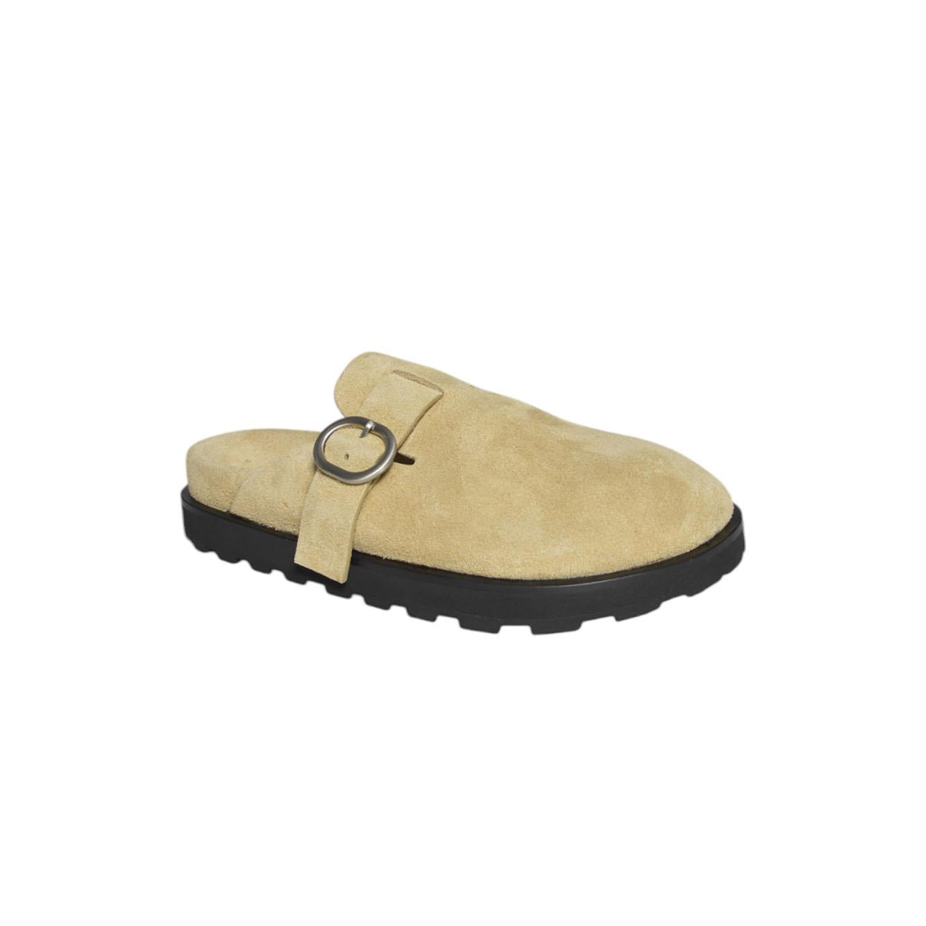 Sabot flat in pelle scamosciata cammello Jil Sander