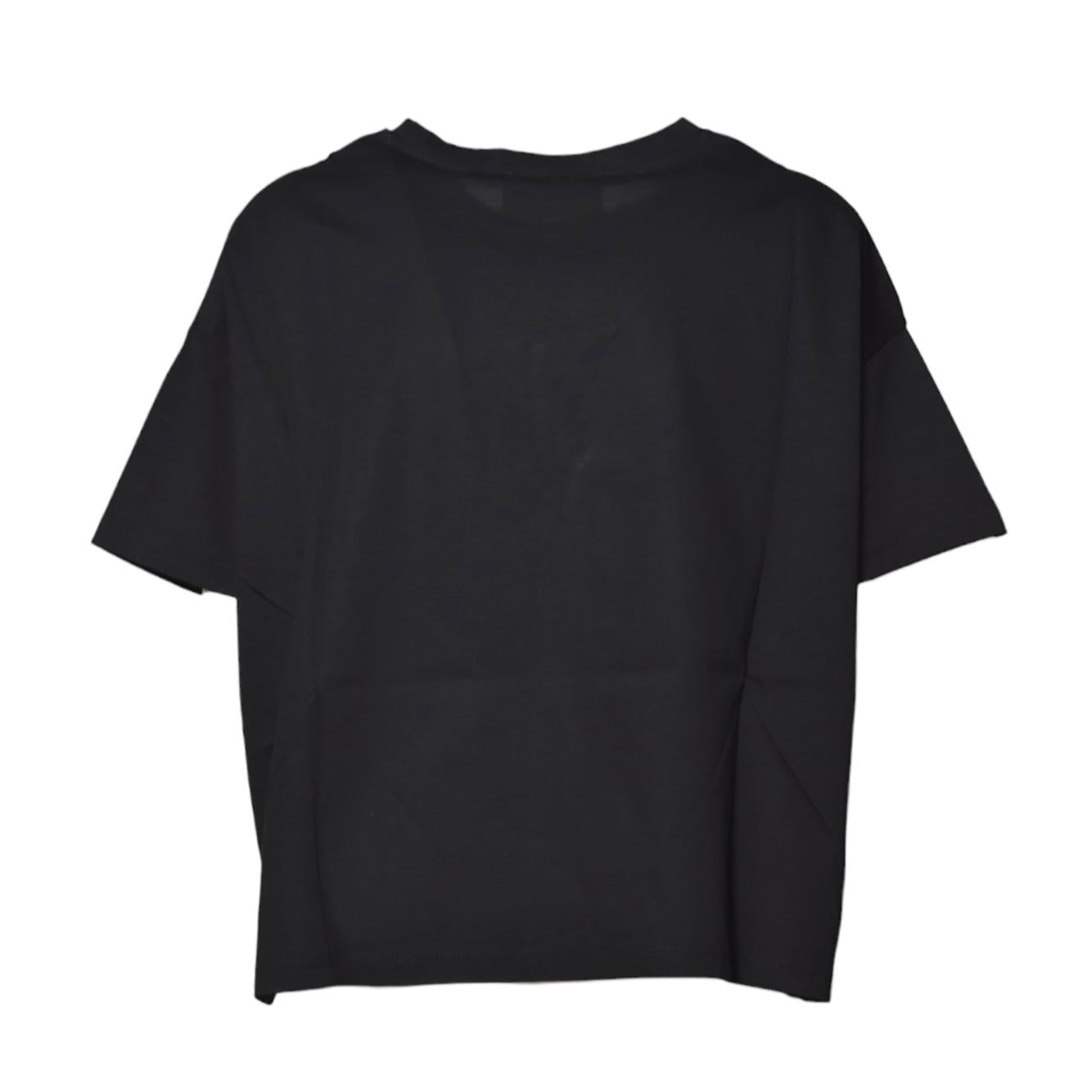 T-shirt boxy girocollo in cotone nero Solotre
