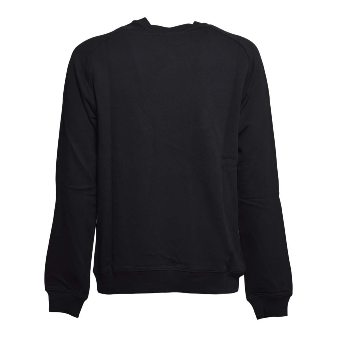 Felpa girocollo in cotone nero con mini stampa logo MSGM