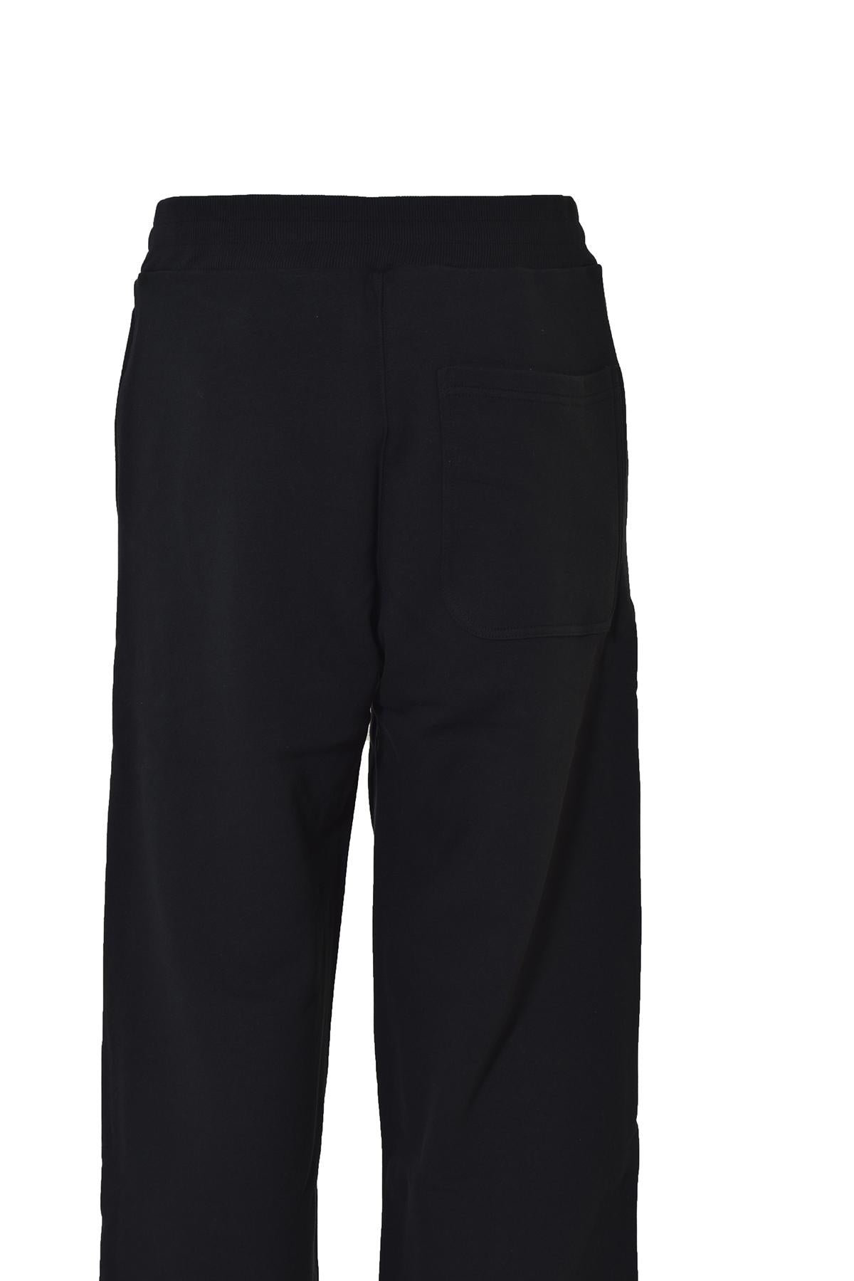 Pantalone in felpa di cotone nero con stampa logo MSGM