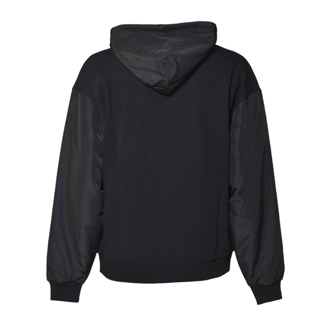 Felpa con cappuccio Band Logo in nylon nero e zip GCDS