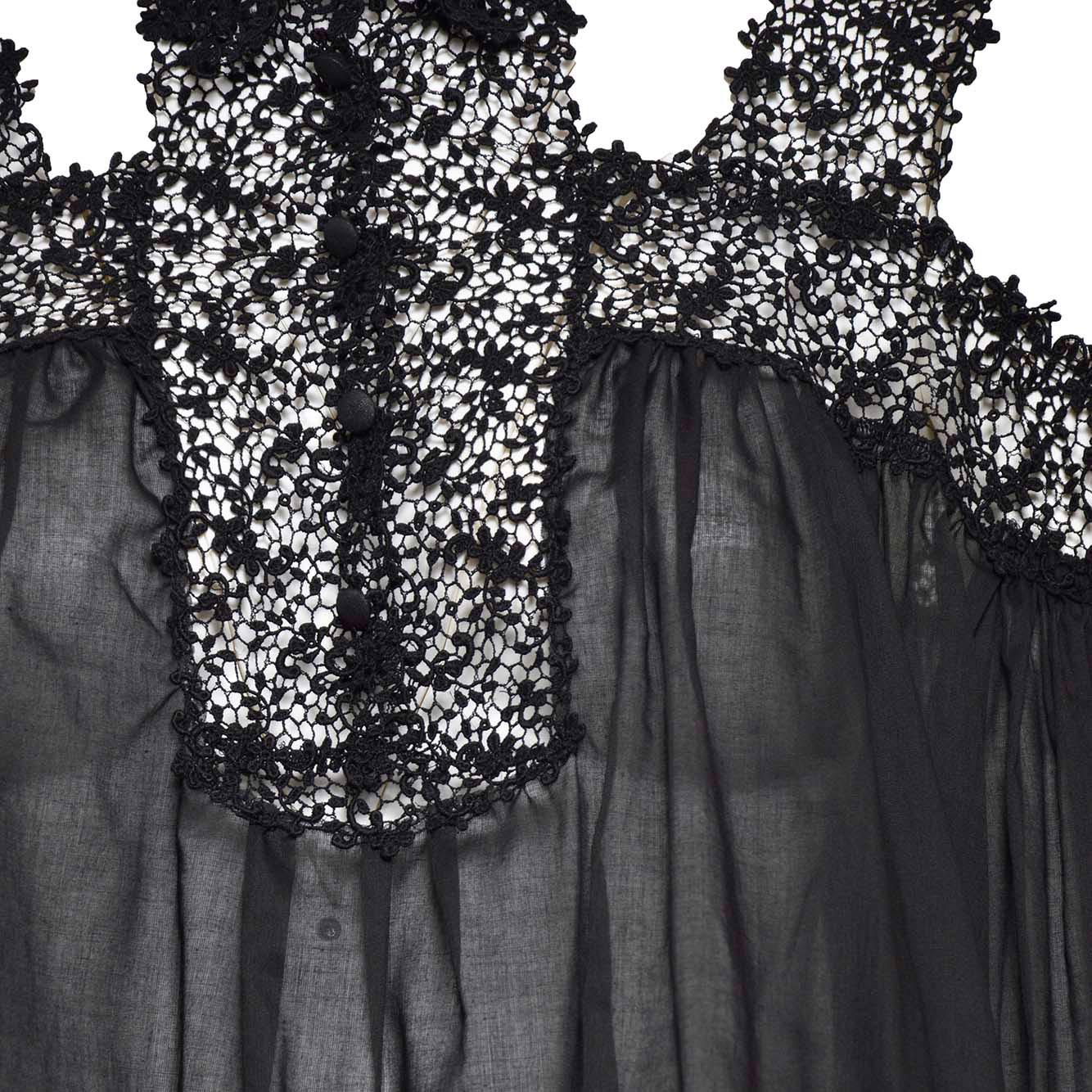 Camicia in seta nera con pizzo Ermanno Scervin