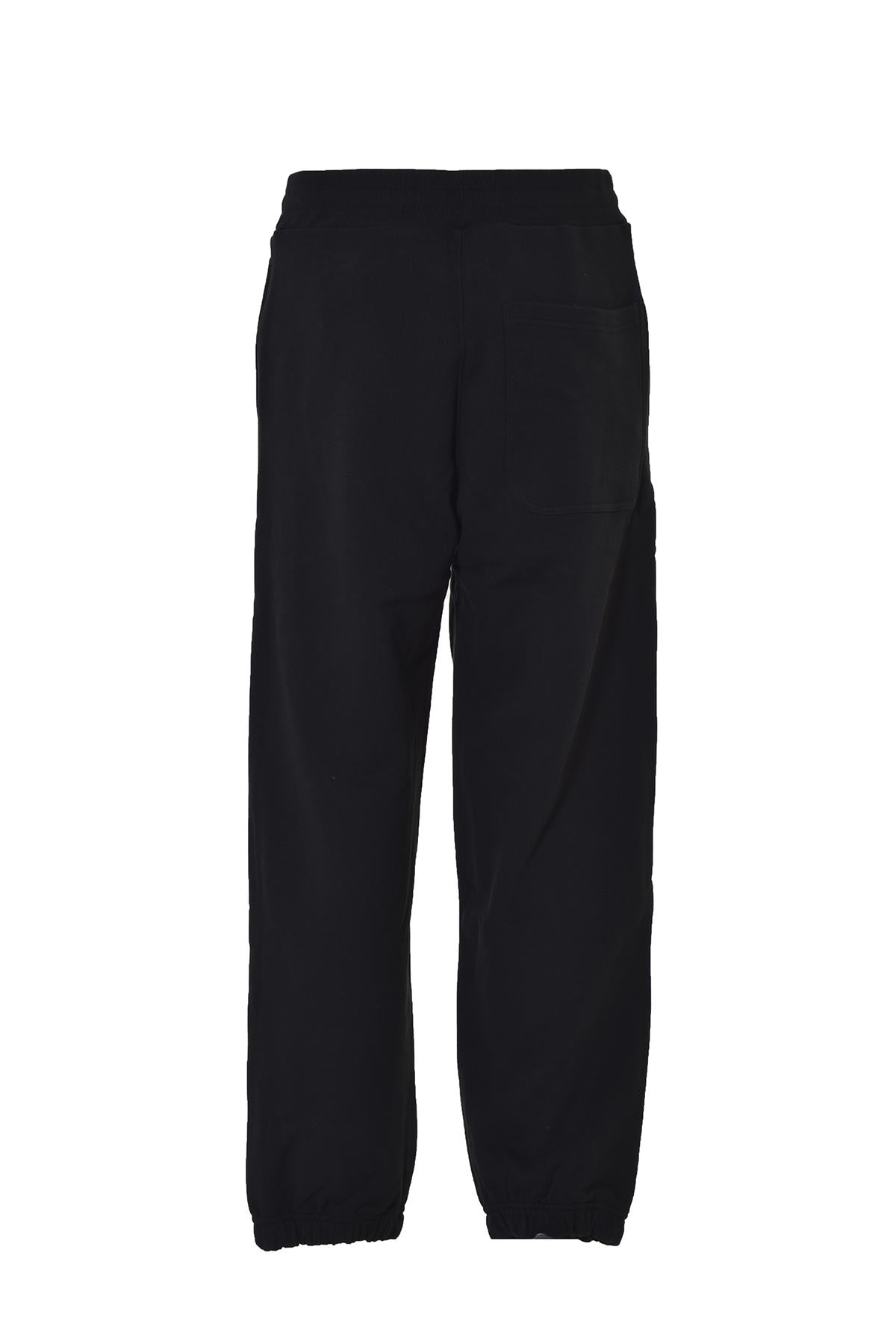Pantalone in felpa di cotone nero con stampa logo MSGM