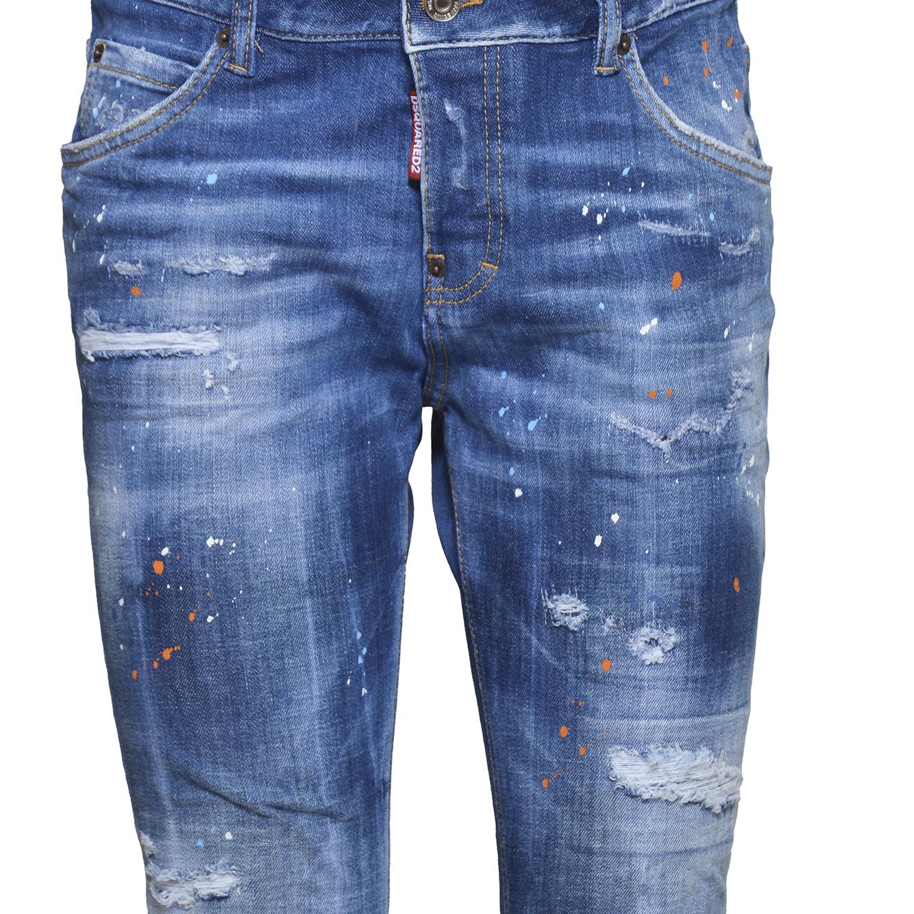 Jeans Cool Girl Jean in denim blu effetto vernice Dsquared2
