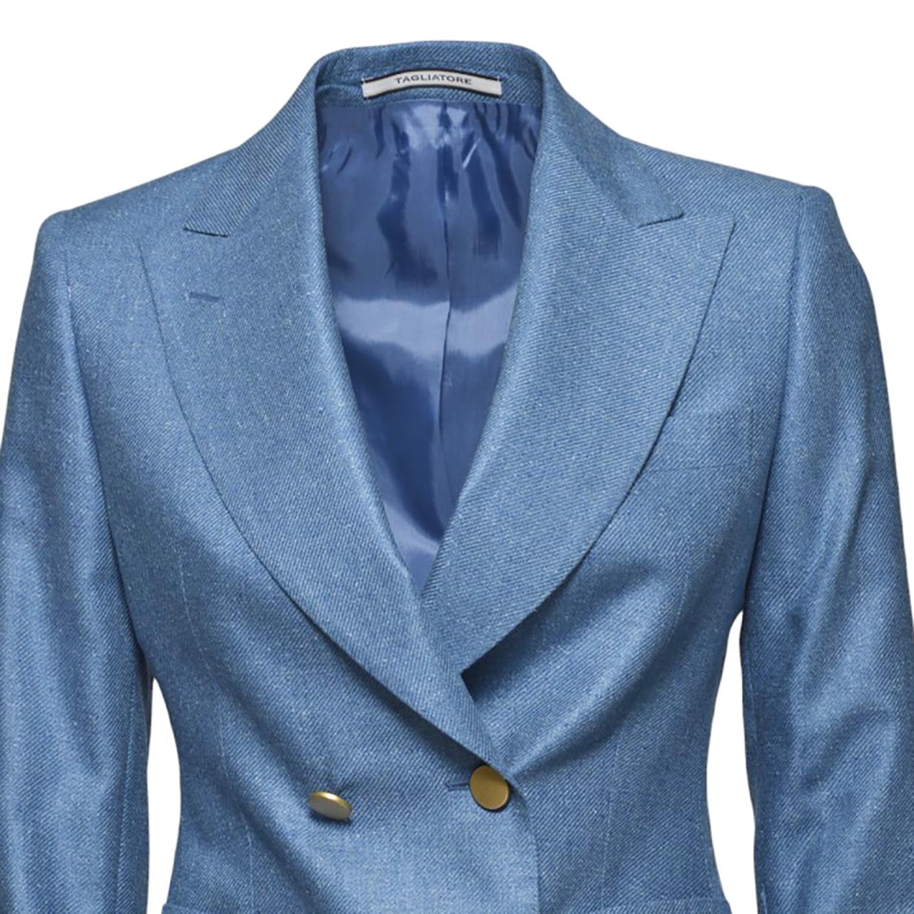 Giacca doppiopetto J-Coral in twill di seta denim Tagliatore