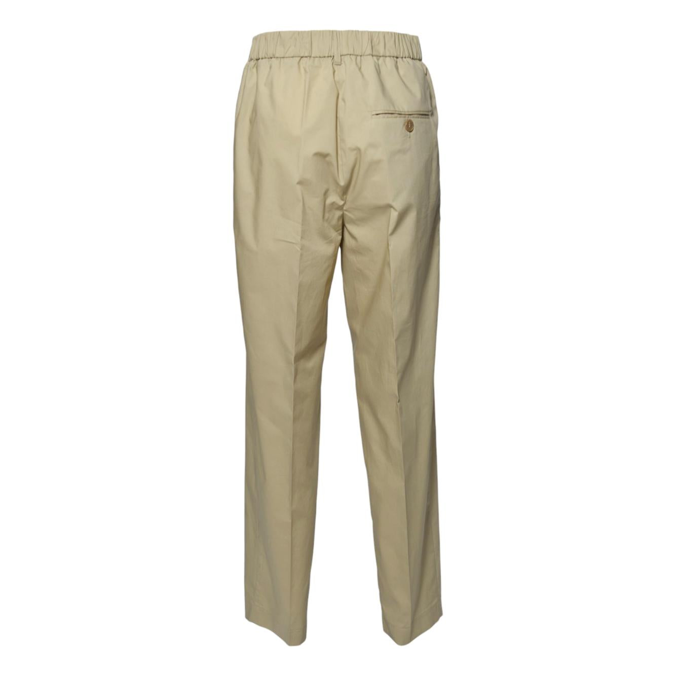 Pantalone dritto in popeline di cotone beige Solotre