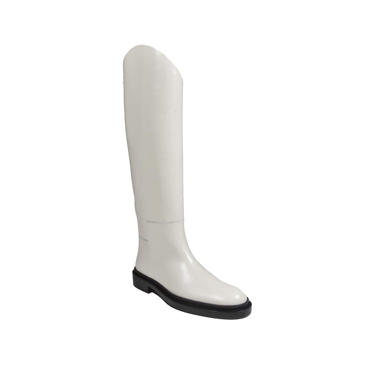 Stivali al ginocchio in vera pelle bianco Jil Sander