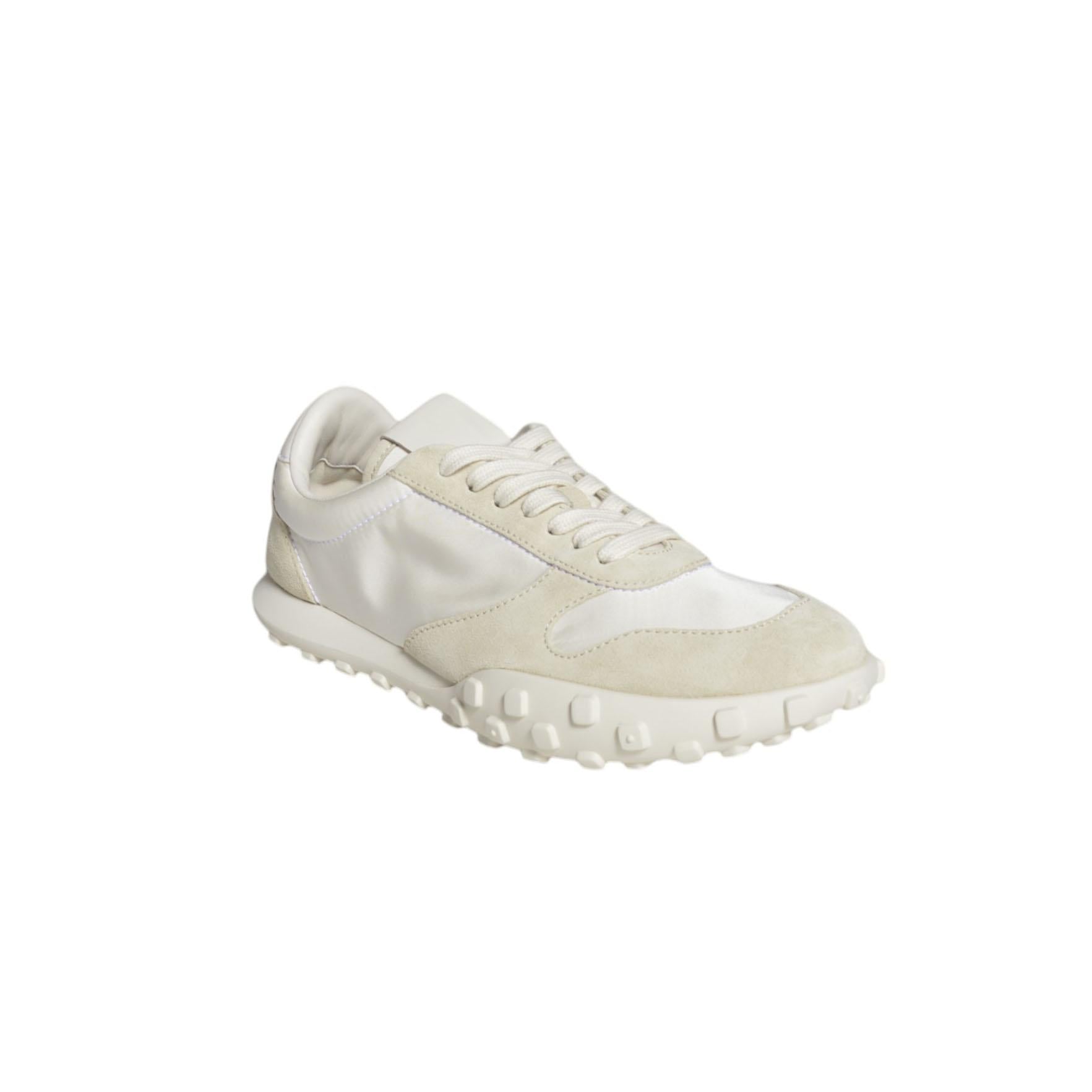 Sneakers Moon in nylon e pelle scamosciata panna Jil Sander