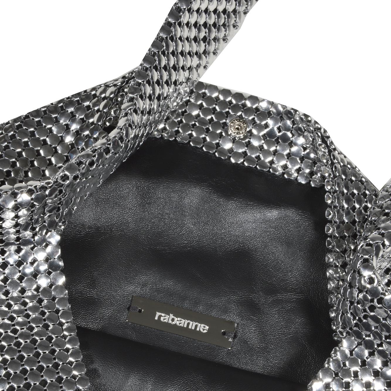 Borsa a mano Pixel media in maglia metallica argento Rabanne