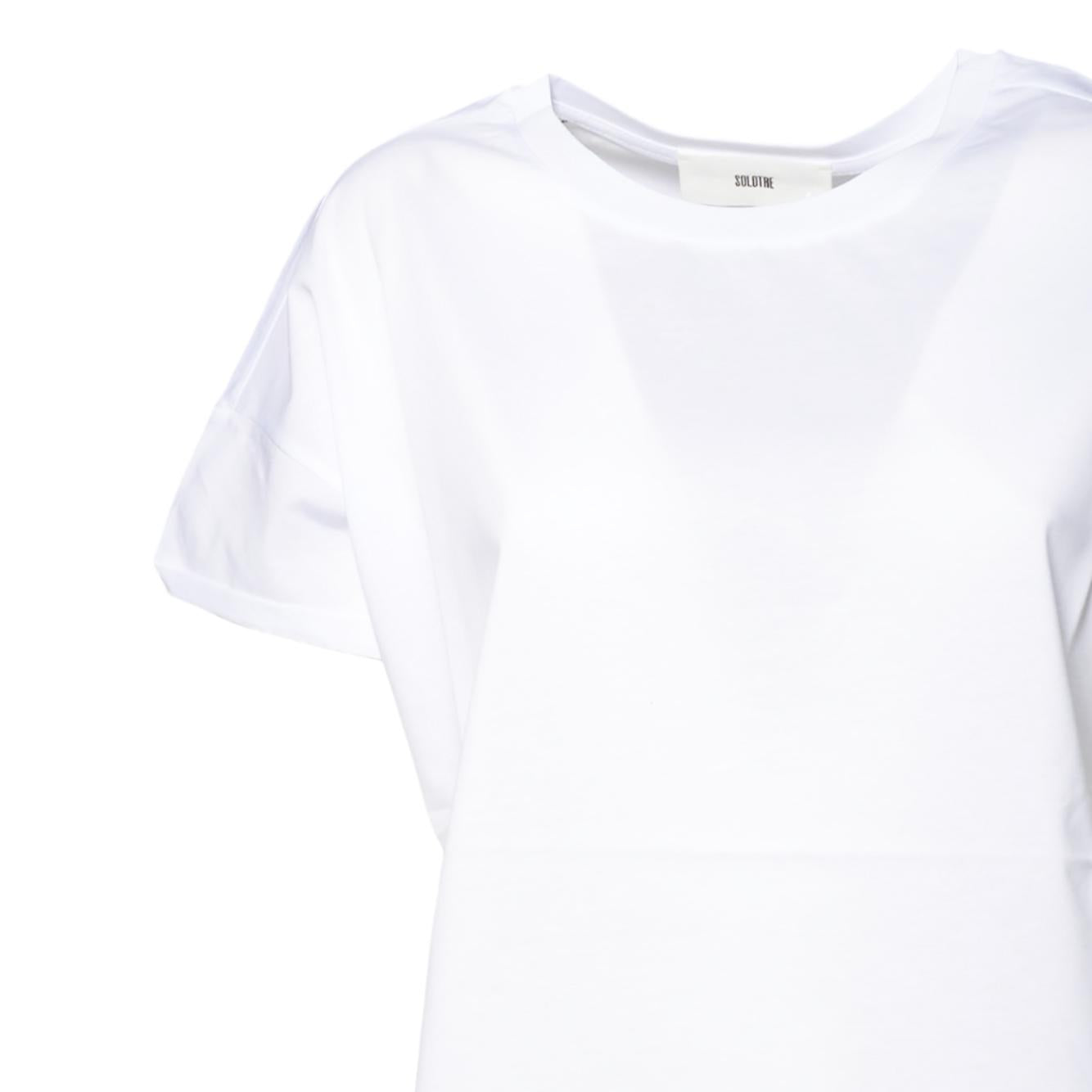 T-shirt girocollo in cotone bianco Solotre