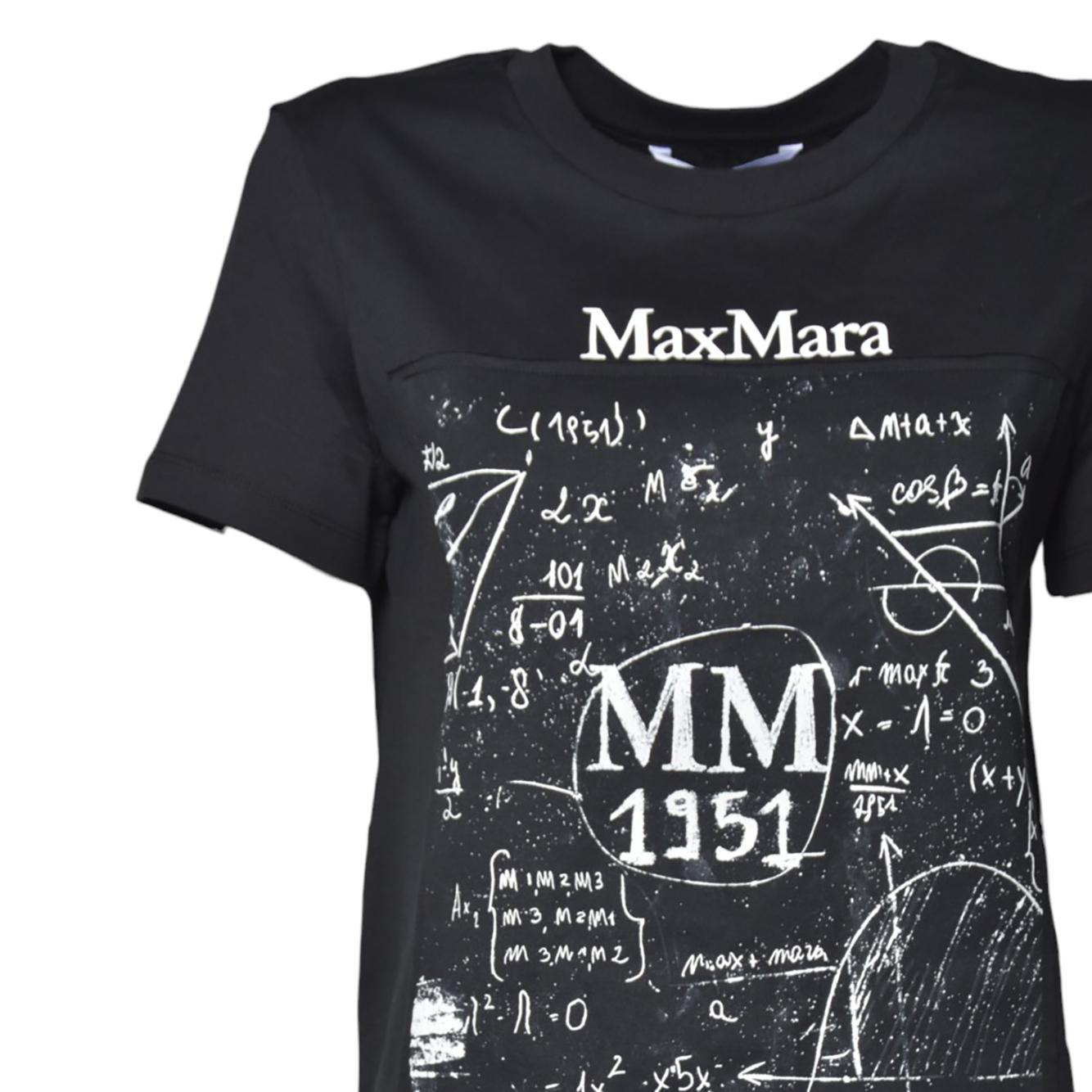 T-shirt Colibri in cotone stampato nero Max Mara