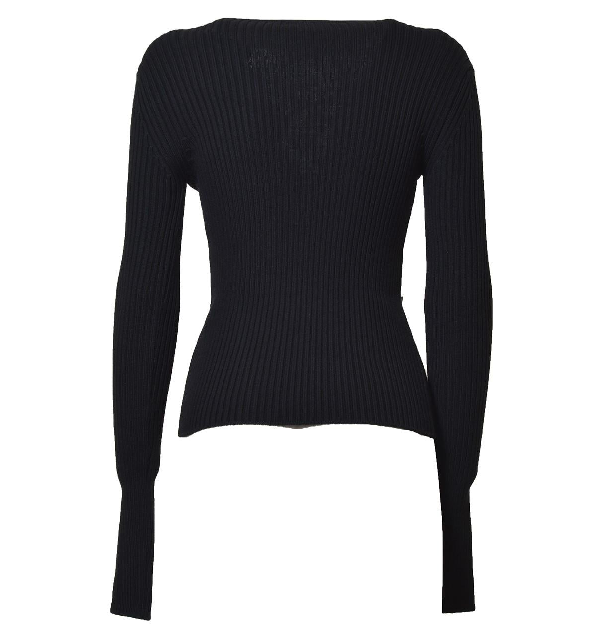 Top in maglia a coste di lana nera con strass Giuseppe Di Morabito<BR/>