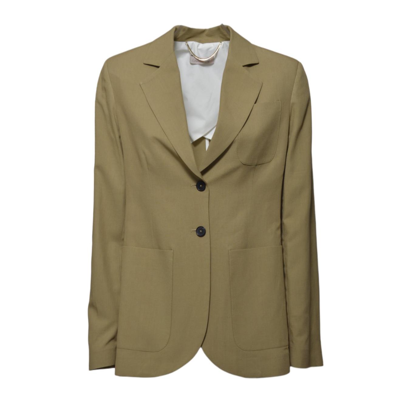 Blazer Amal monopetto in viscosa e lino senape Room52