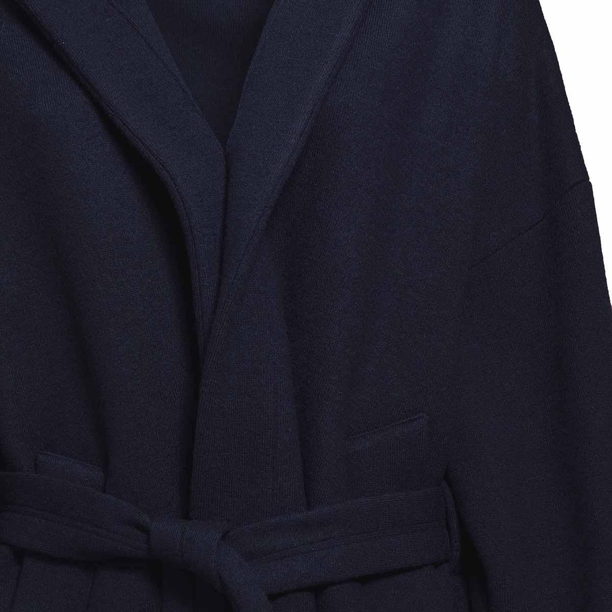 Cappotto Carmela Lanoso a vestaglia in lana vergine blu navy Barena Venezia