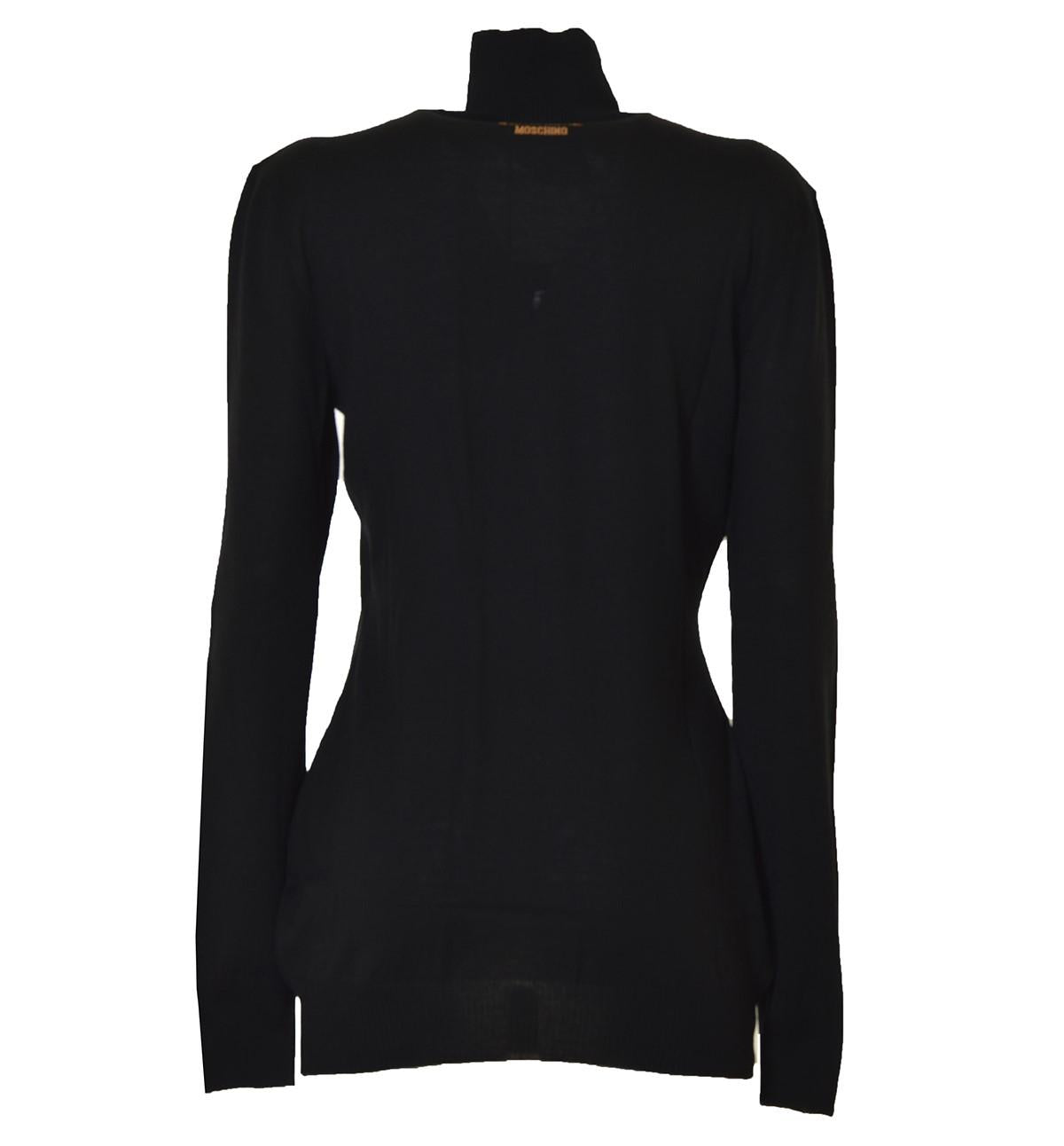 Pullover dolcevita in lana vergine nero Boutique Moschino