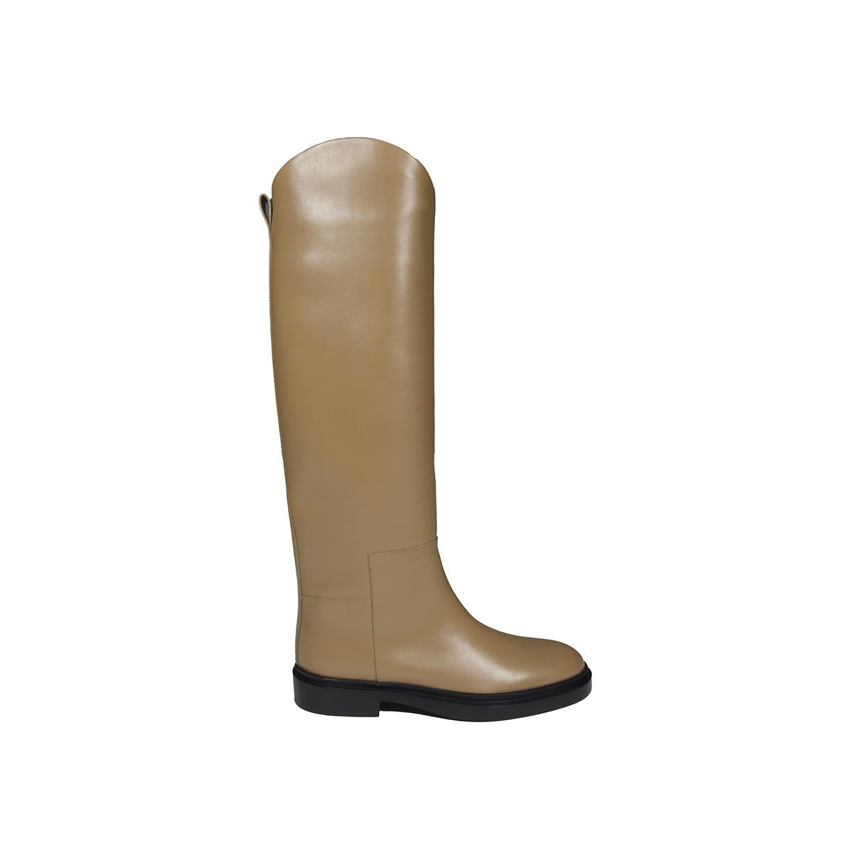 Stivali al ginocchio in vera pelle cammello Jil Sander