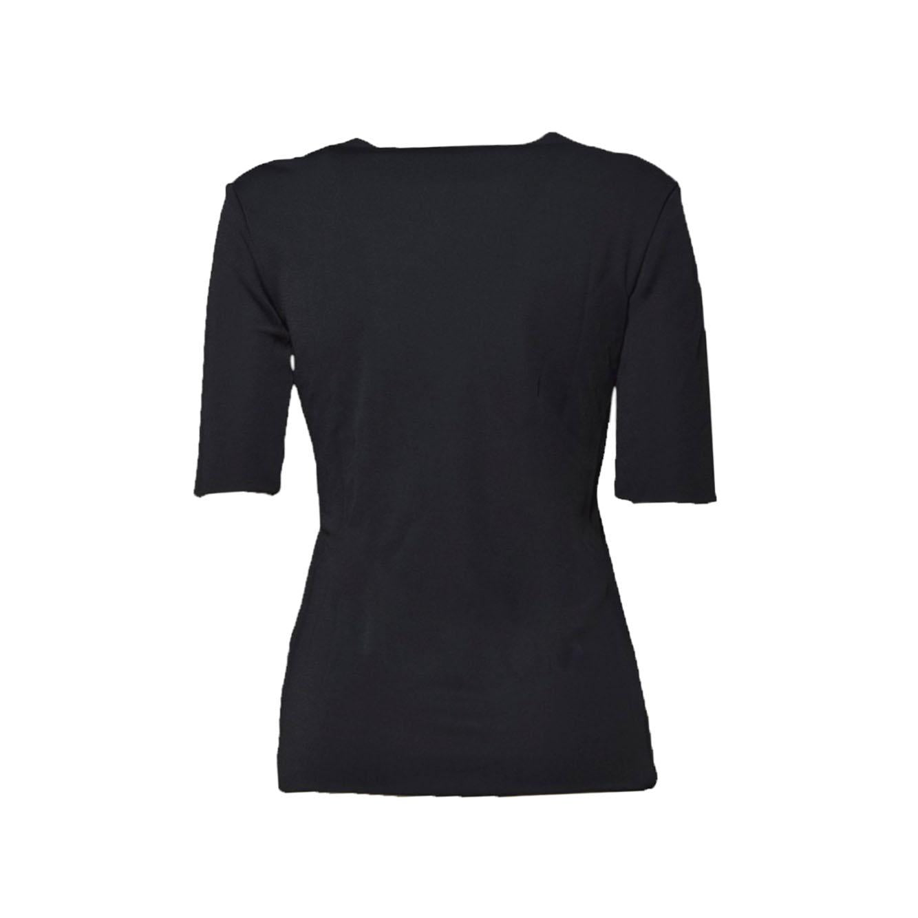 Top maniche corte in viscosa fluida nera Jil Sander