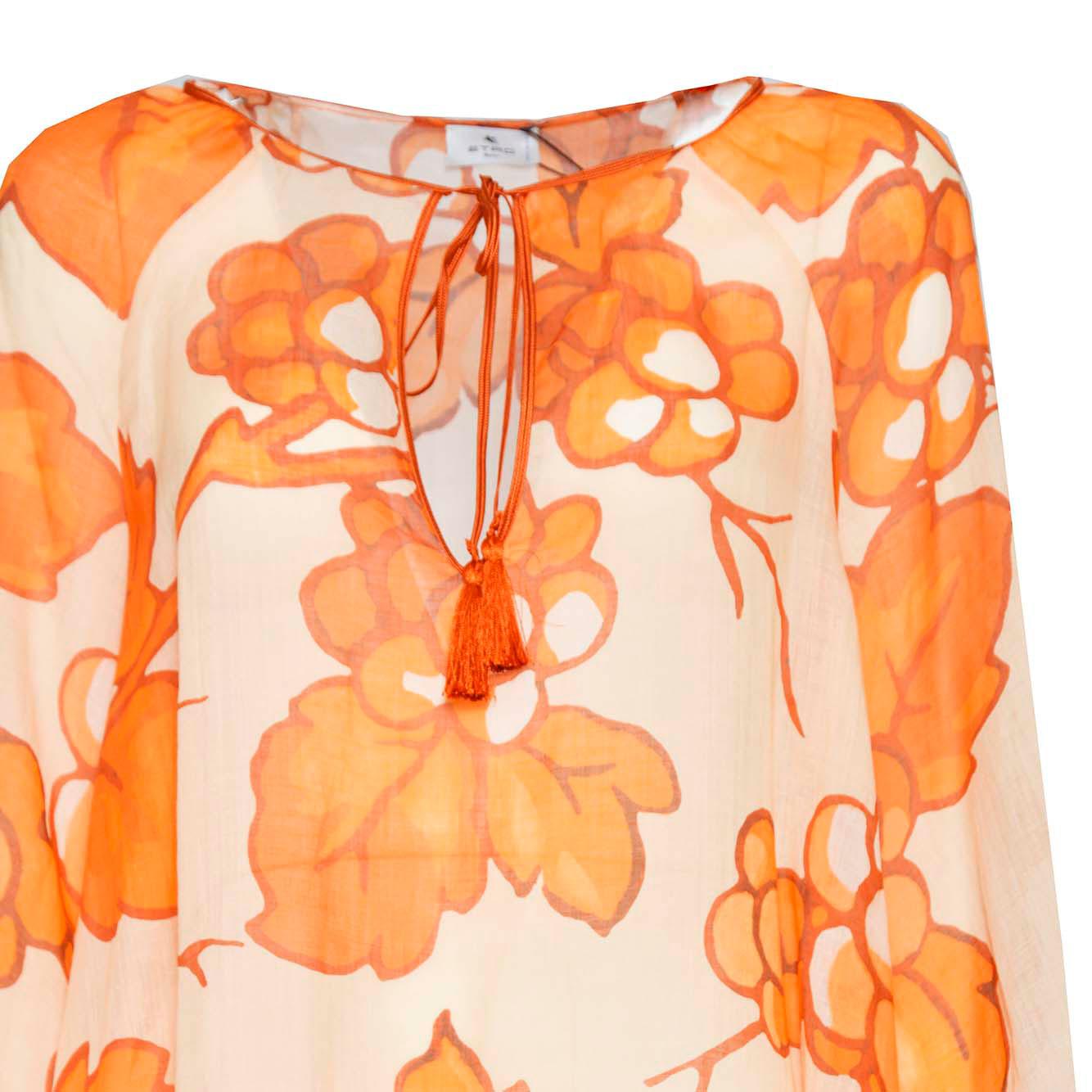 Blusa in ramia stampata arancione Etro