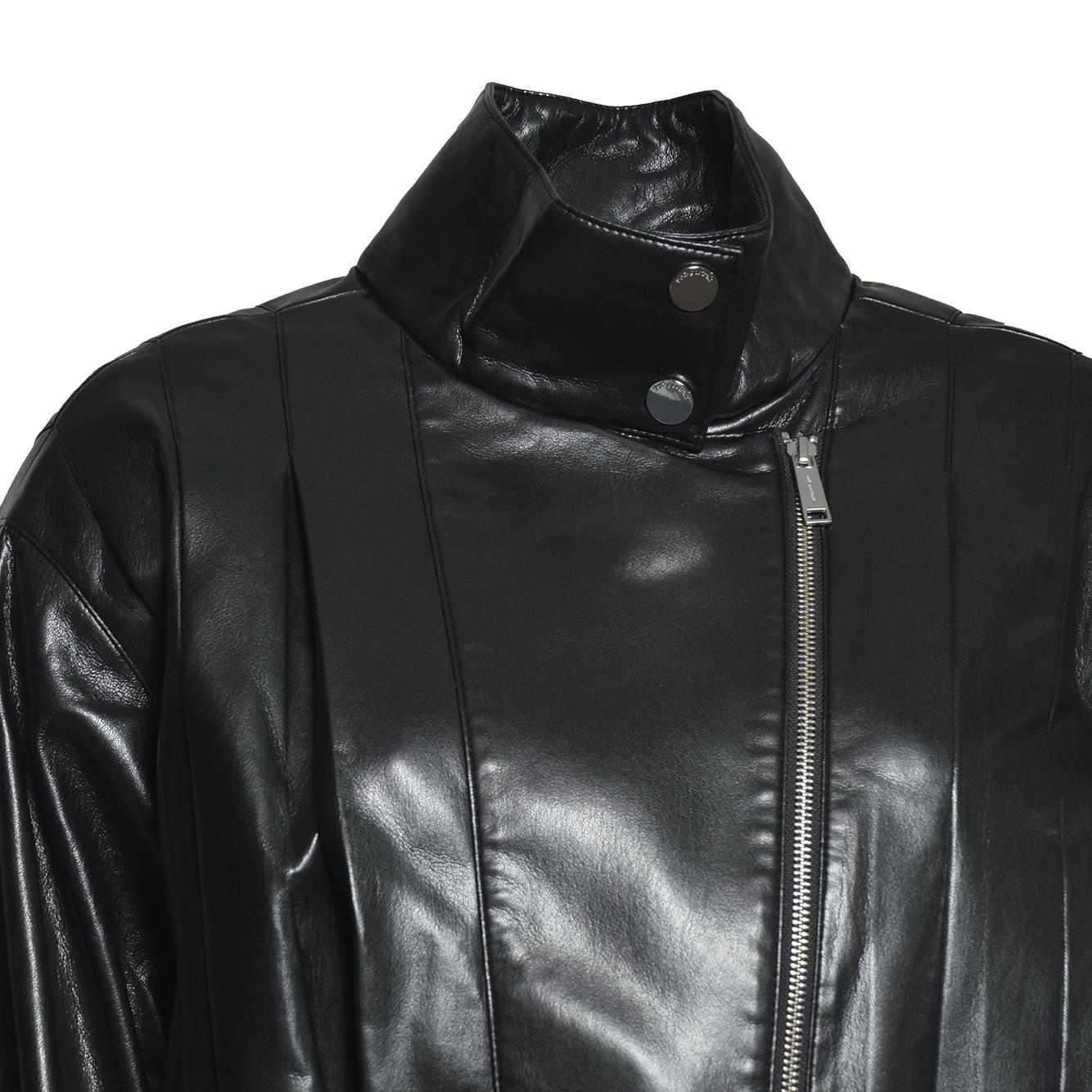 black faux leather biker jacket