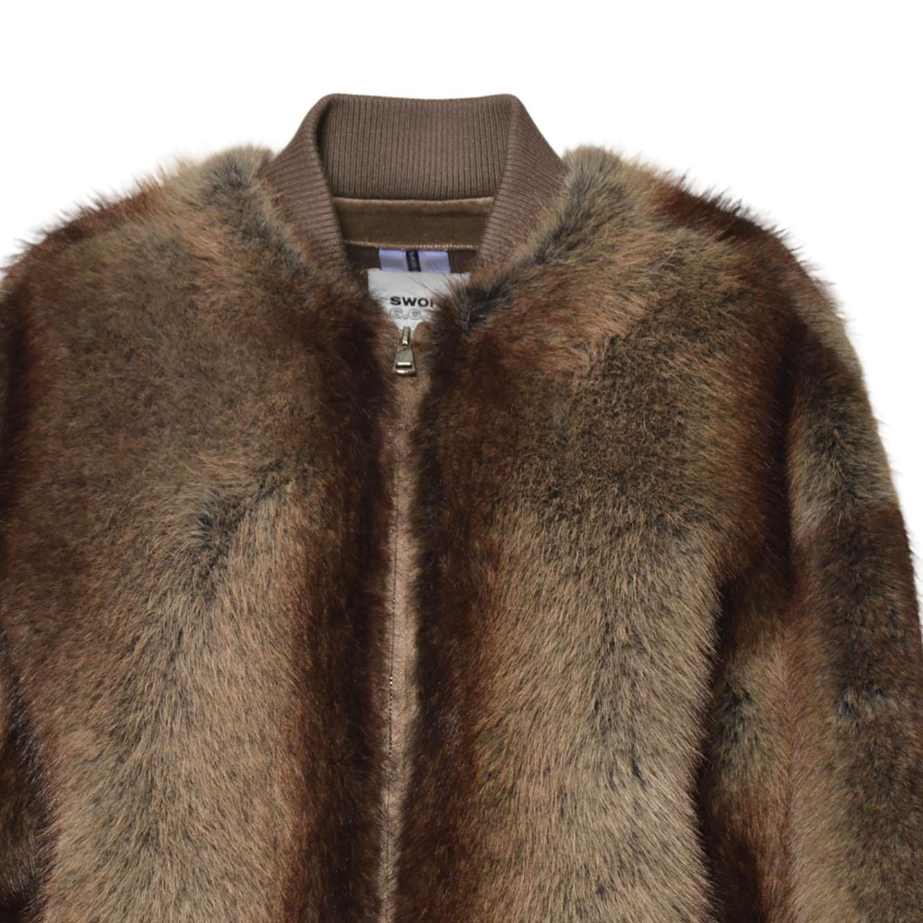 woman fake fur jacket <BR/>