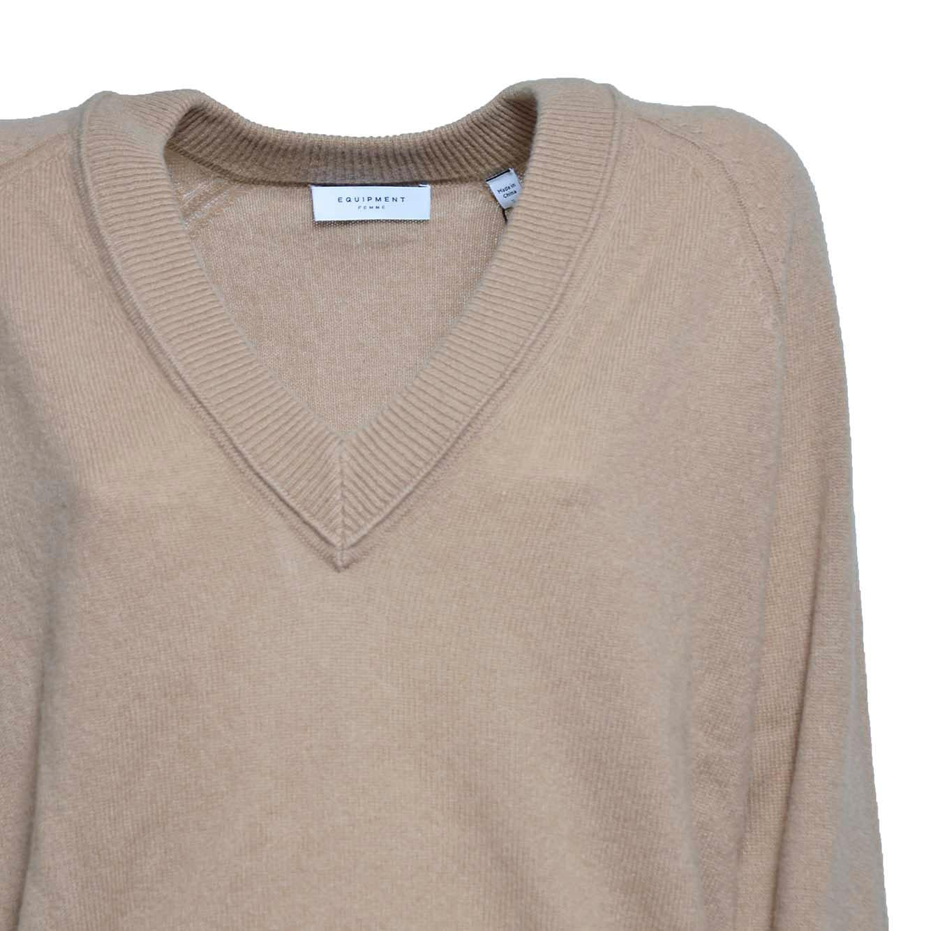 Pullover Madalene scollo a V in cashmere cammello Equipment