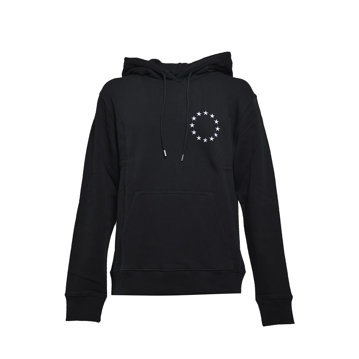 Felpa con cappuccio Klein Europa in cotone nero ricamo stelle Etudes