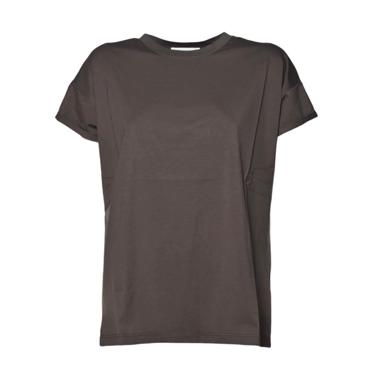 T-shirt girocollo in cotone marrone Solotre
