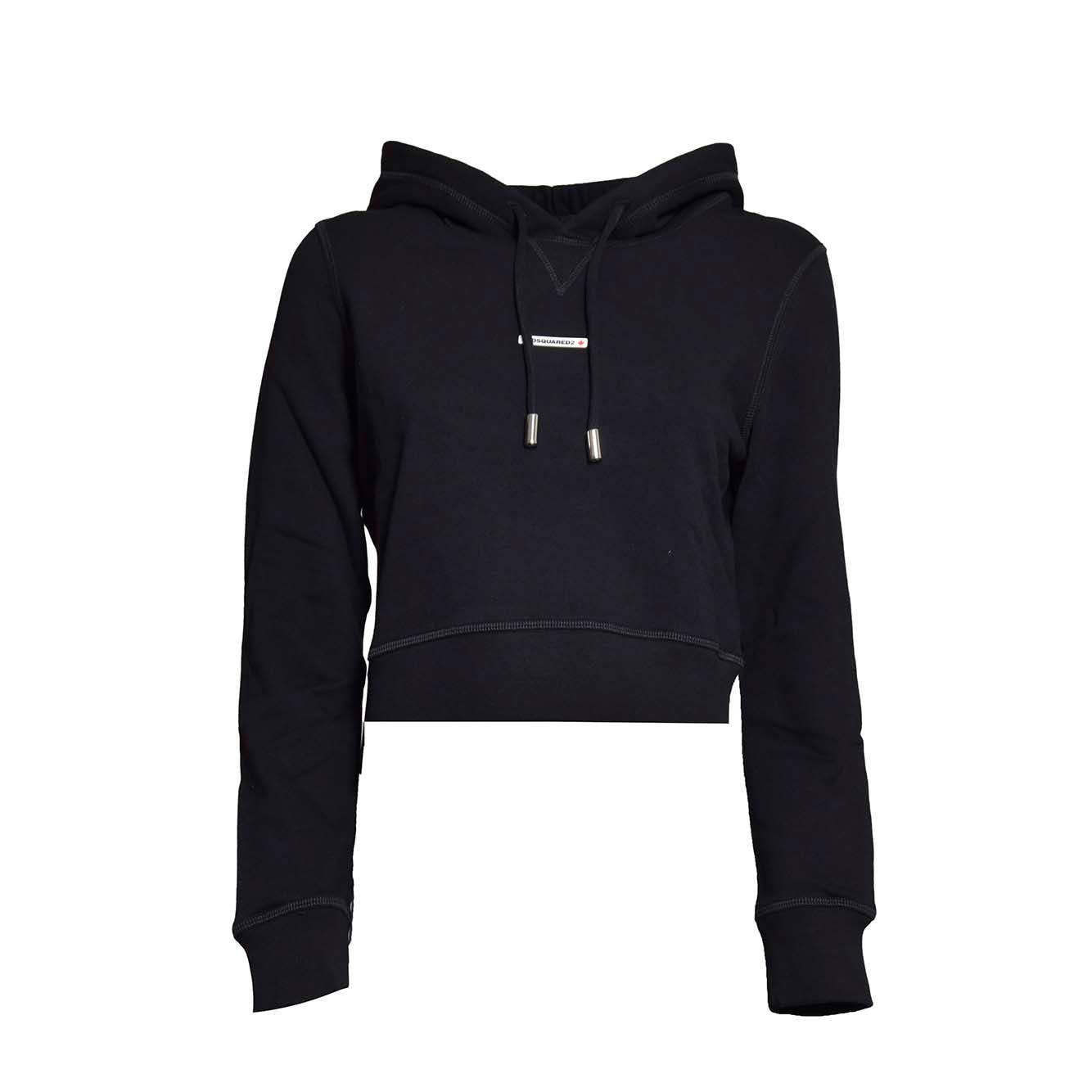 Felpa Mini Fit con cappuccio in cotone nero Dsquared2