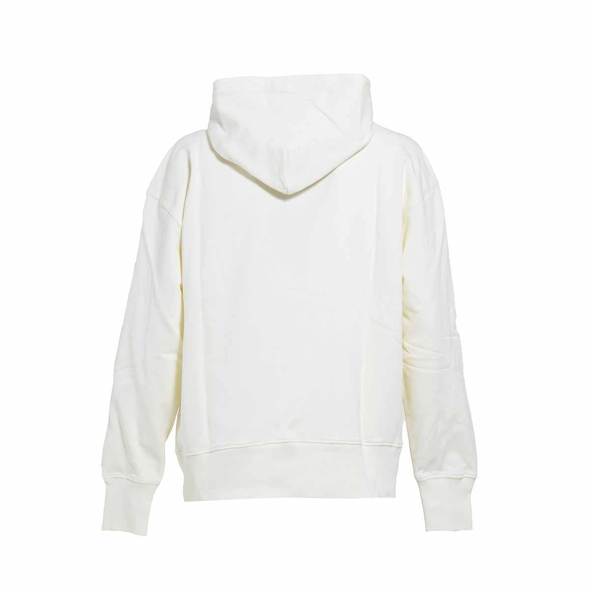 Felpa con cappuccio in cotone crema con stampa logo MSGM