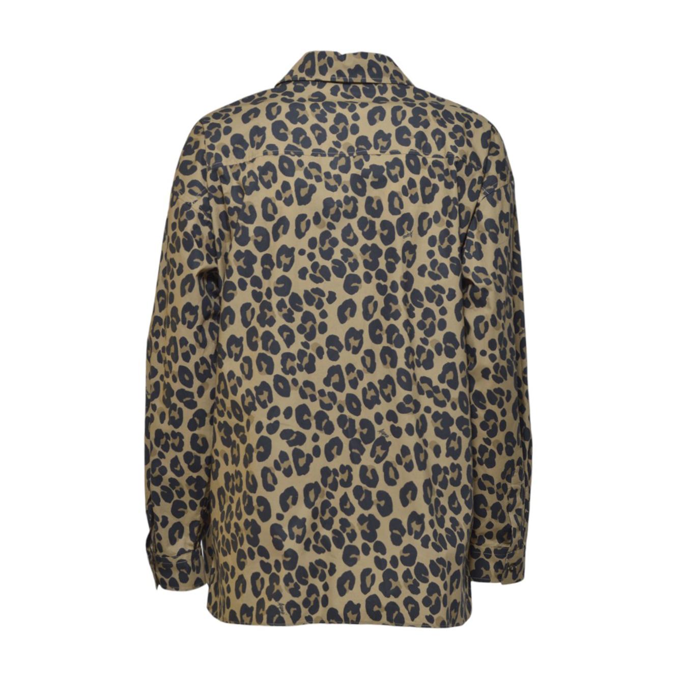 Camicia in cotone stampato animalier beige Aspesi